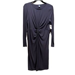 New Old Navy Women’s Maternity Dress Slate Blue Front Knot Size Large NWT